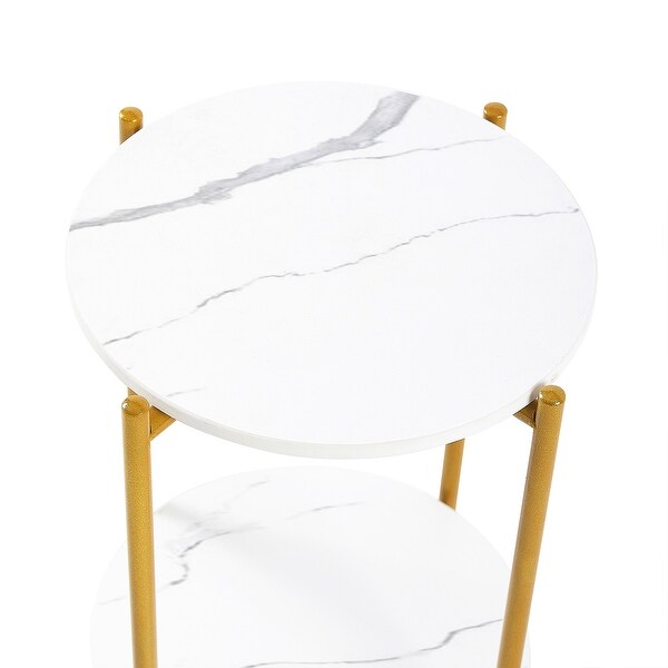 End Table with Whole Faux Marble Tabletop