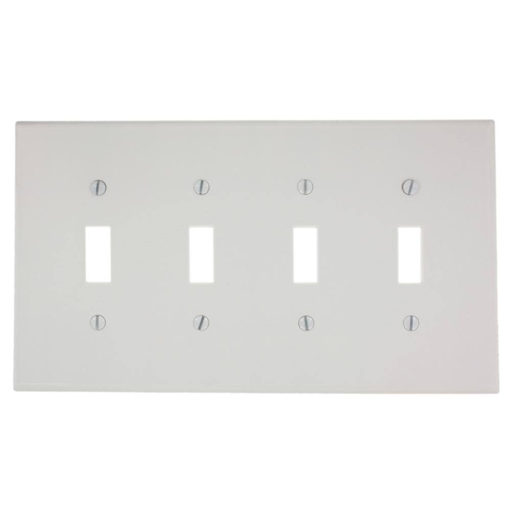 Leviton White 4-Gang Toggle Wall Plate (1-Pack) 80512-W