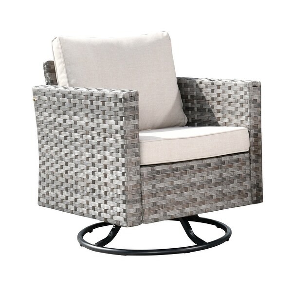 OVIOS Swivel Rocking Wicker Chair