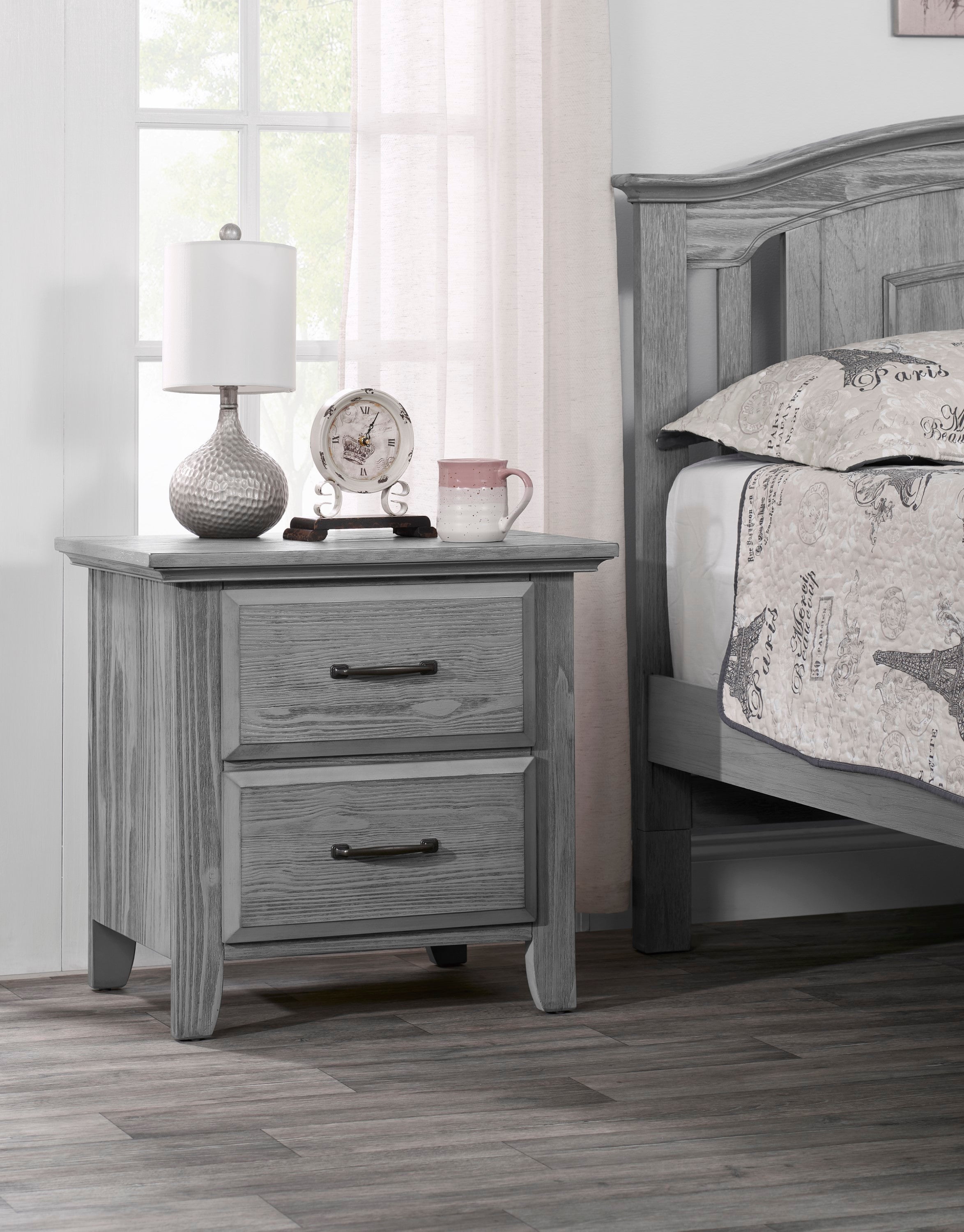 Oxford Baby Willowbrook 2-Drawer Nightstand, Graphite Gray