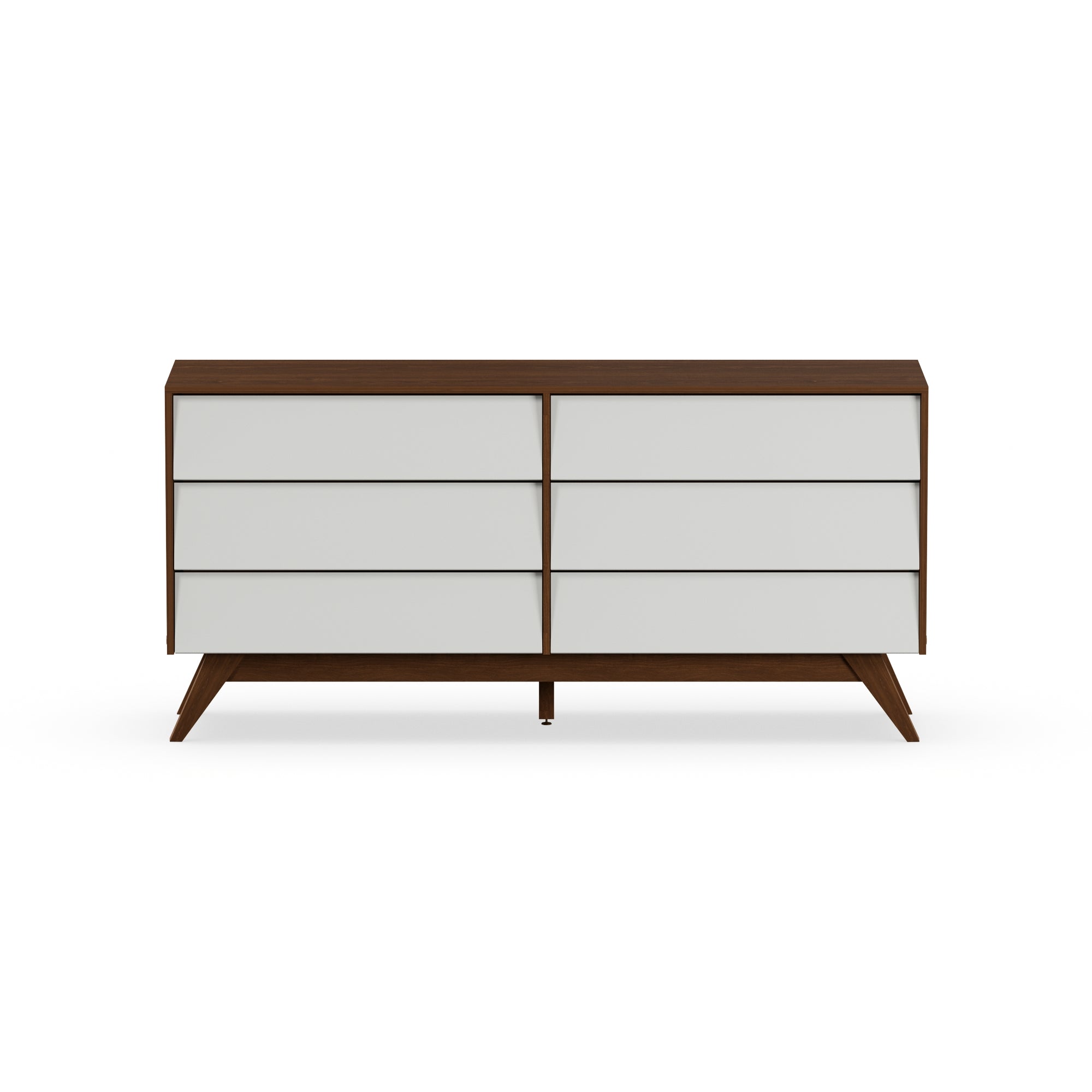 Halfrida Modern White and Walnut Wood 6-Drawer Dresser by Bellamy Studios