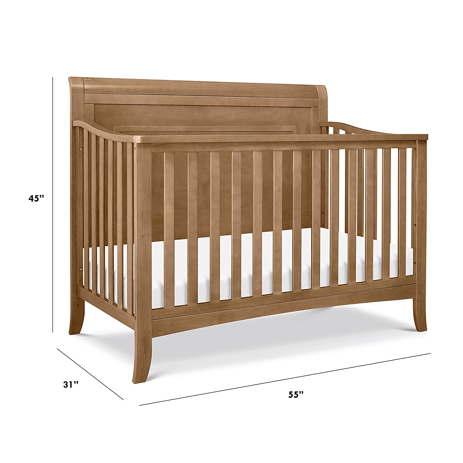 YELROL Anders 4-in-1 Convertible Crib in Hazelnut  Greenguard Gold Certified