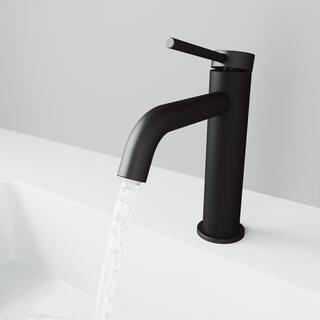 VIGO Madison Single Handle Single-Hole Bathroom Faucet in Matte Black and Carbon Fiber VG01044MB