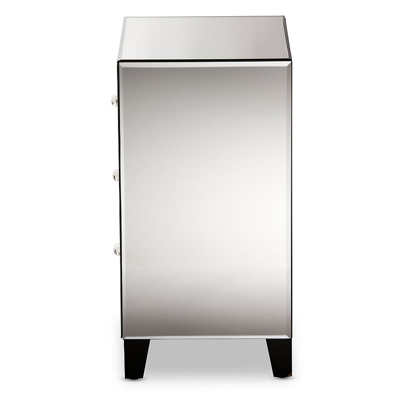 Baxton Studio Mirrored 3-Drawer Nightstand