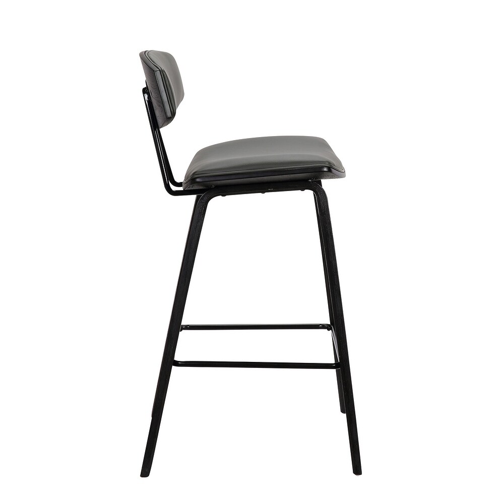 Counter Height Wooden Bar Stool with Curved Leatherette Seat   36 H x 16 W x 19 L Inches