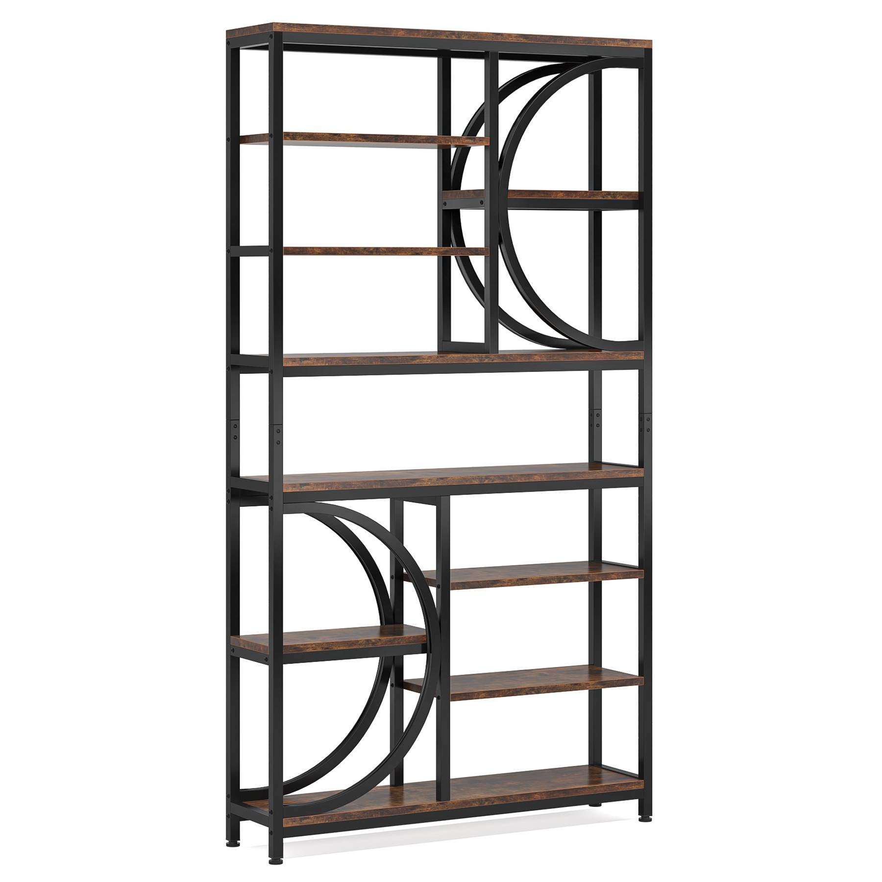 77 Bookshelf, Industrial 8-Tier Etagere Bookcase Open Display Shelves