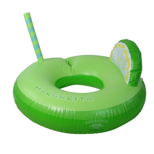 Inflatable Margarita Lime Wedge 1 person Swimming Pool Inner Tube Ring Float Green white