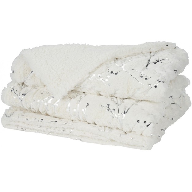 Mina Victory Faux Fur Metallic Branches Throw Blanket