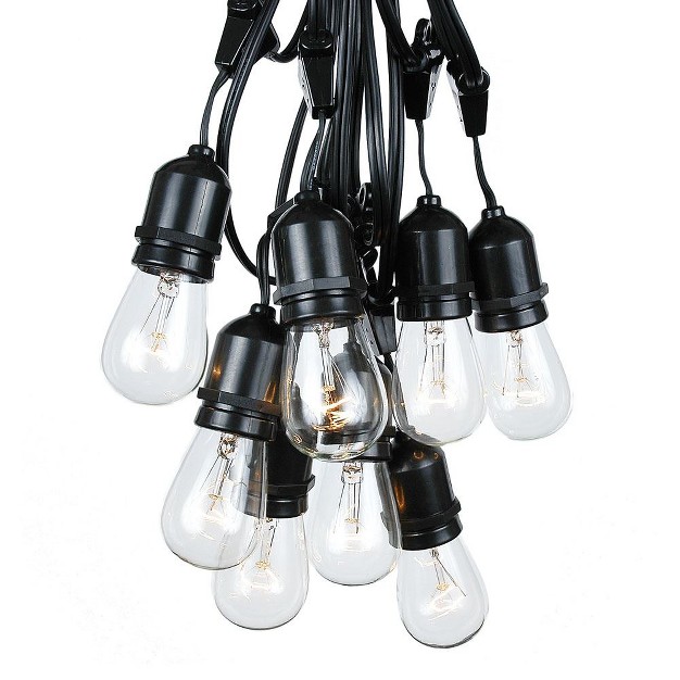 Novelty Lights Edison Outdoor String Lights With 50 Suspended Sockets Black Wire 100 Feet