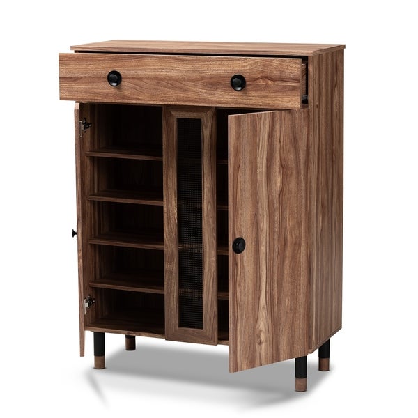 Contemporary 2-Door Shoe Storage Cabinet with Drawer - - 27735916