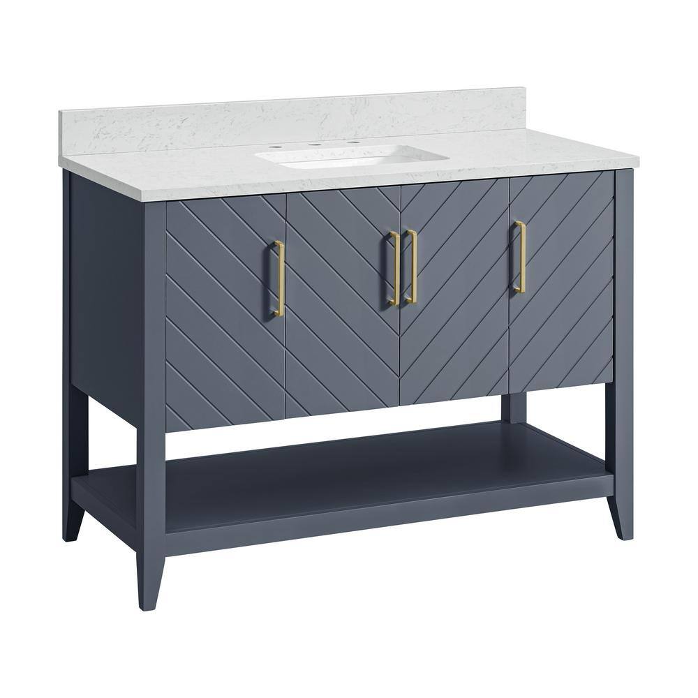 Home Decorators Collection Baybarn 48 in. W x 22 in. D x 35 in. H Bath Vanity in Blue Ash with Engineered Carrara Top and Sink 1924VA48-310925