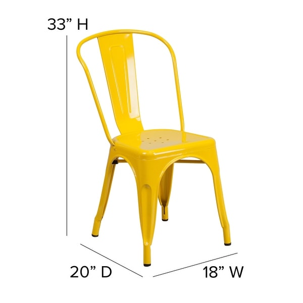 Commercial Grade 4 Pack Blue Metal Indoor-Outdoor Stackable Chair