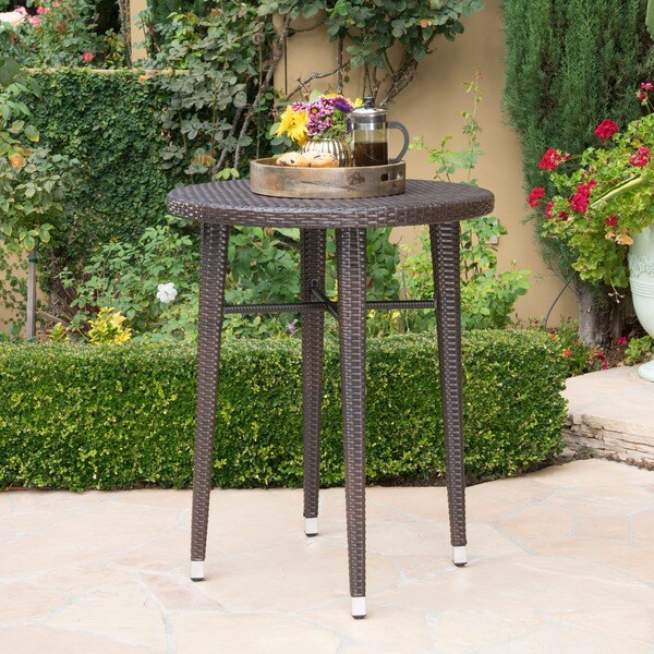 Dominica Outdoor 32inch Round Wicker Bar Table by Christopher Knight Home