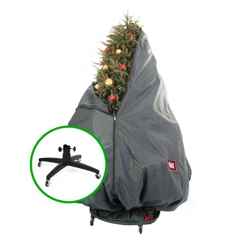 Decorated Christmas Tree Storage Bag With Rolling Stand-Holds 6-9 ft trees