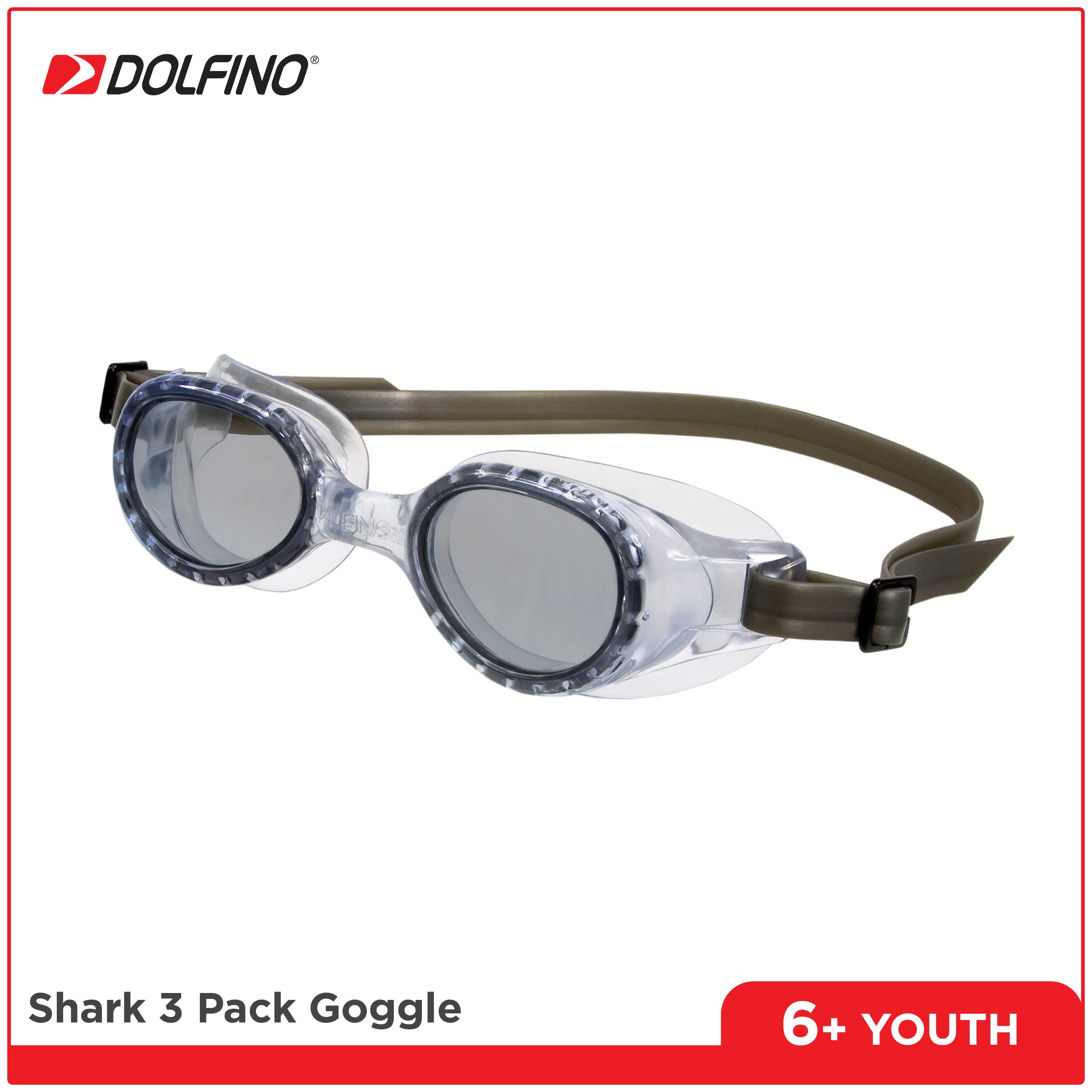 Dolfino Youth Latex Free Swim Goggles with Silicone Strap and UV Protection (3 Pack)