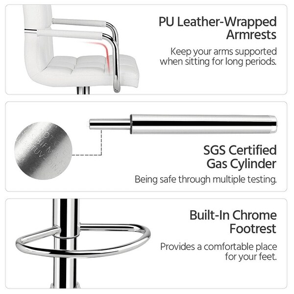 Bar Stool with Adjustable Height and Armrests， Set of 2， White?