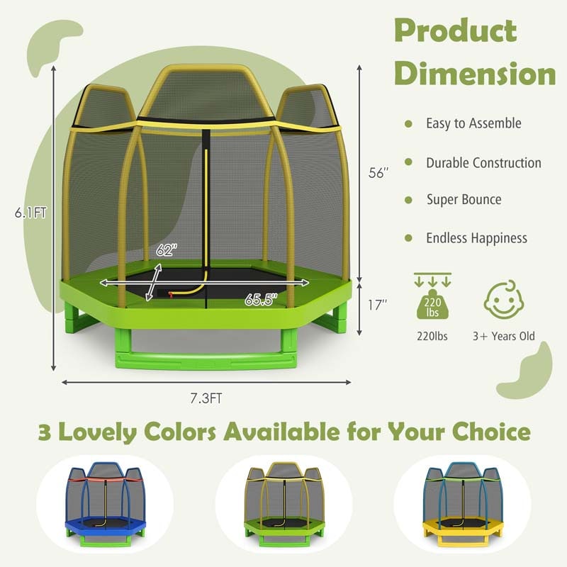 7 FT ASTM Certified Kids Trampoline Recreational Bounce Jumper with Safety Enclosure Net