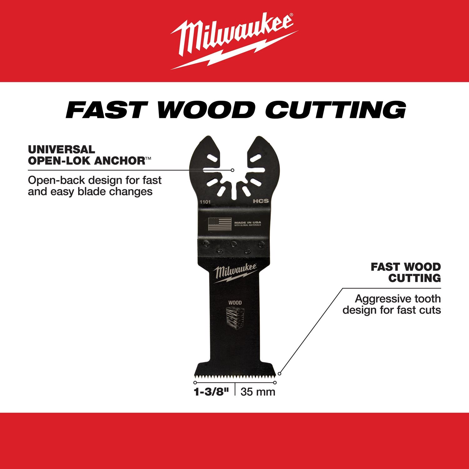 MW Open-Lok 4.06 in. L X 1-3/8 in. W High Carbon Steel Oscillating Blade Wood 10 pk