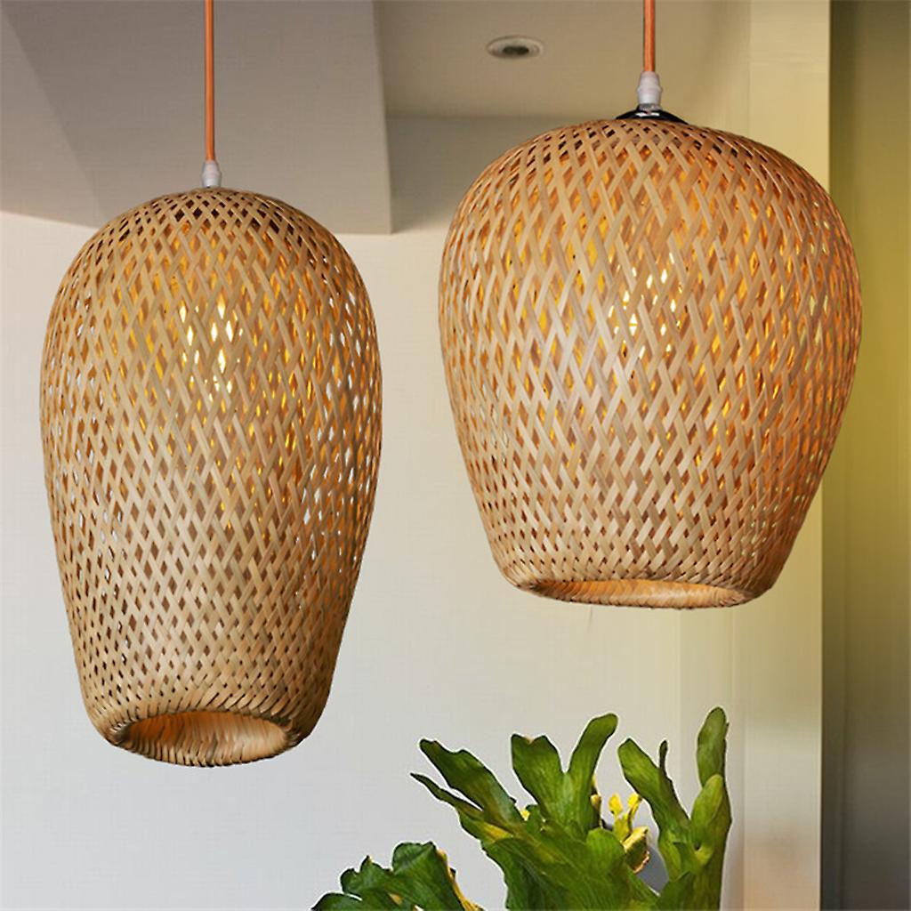 2xbamboo Lamp Shades Weave Hanging Light Ceiling Lamp Chandelier Decor A