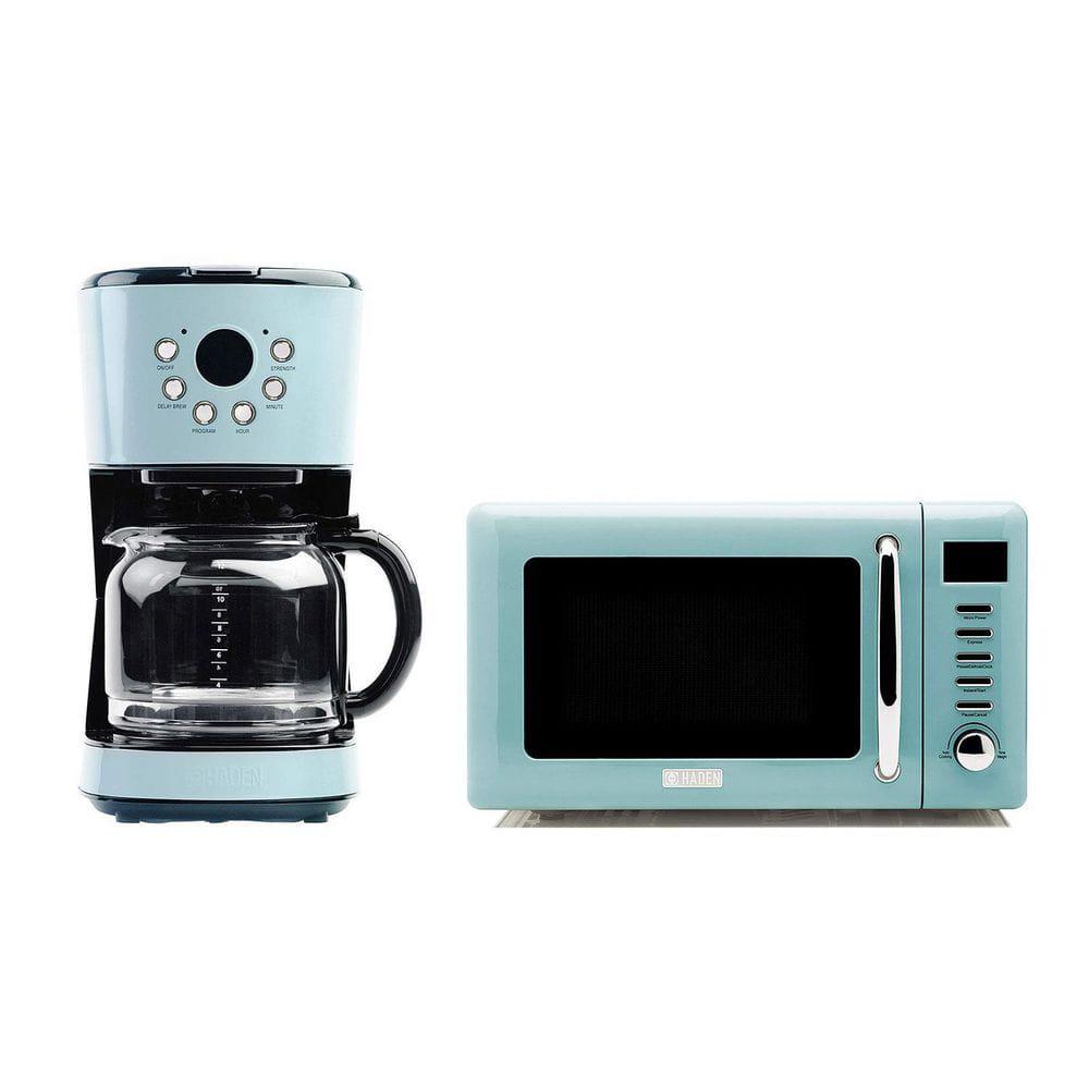 HADEN Heritage 12 Cup Programmable Coffee Maker with Countertop Microwave Blue