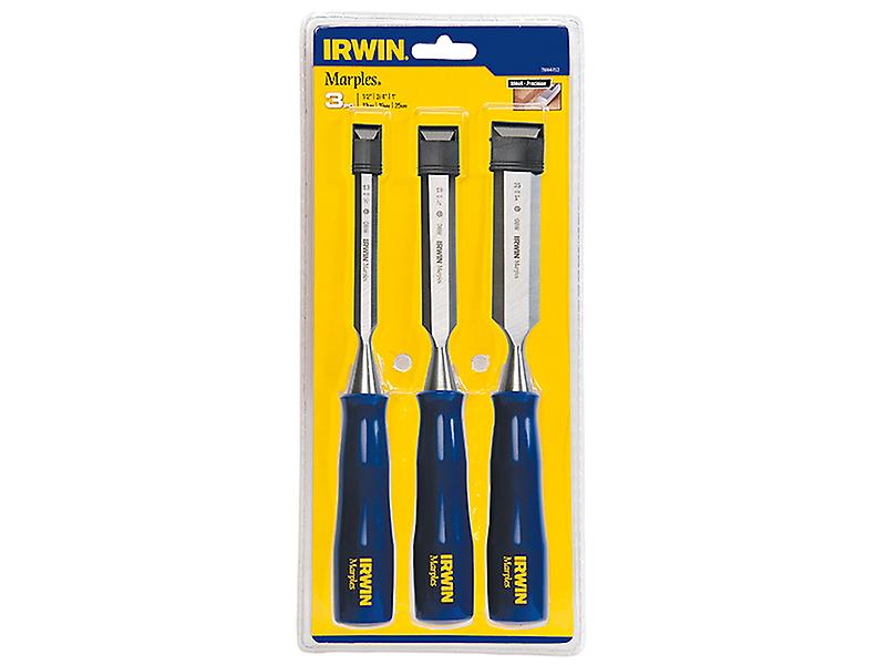 IRWIN Marples M444 Bevel Edge Chisel Blue Chip Handle Set of 3 MAR444S3