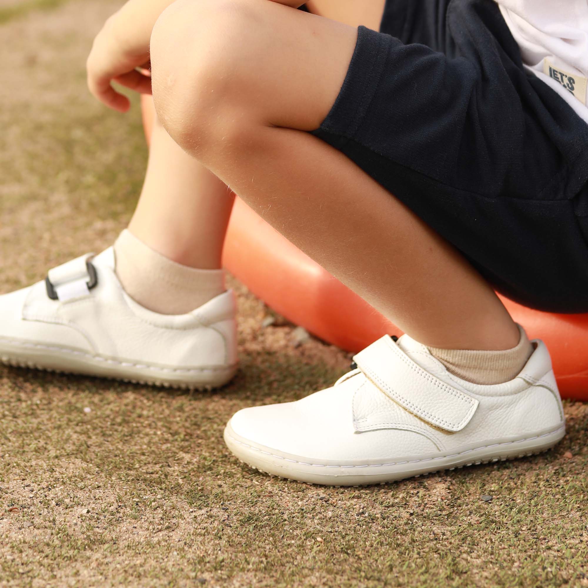 Boys Velcro Shoes with Removable Footbed in White - 12628