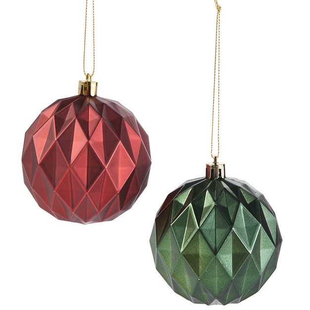 The Lakeside Collection Luxe Noel Set Of 2 Argyle Ornaments 2 Pieces