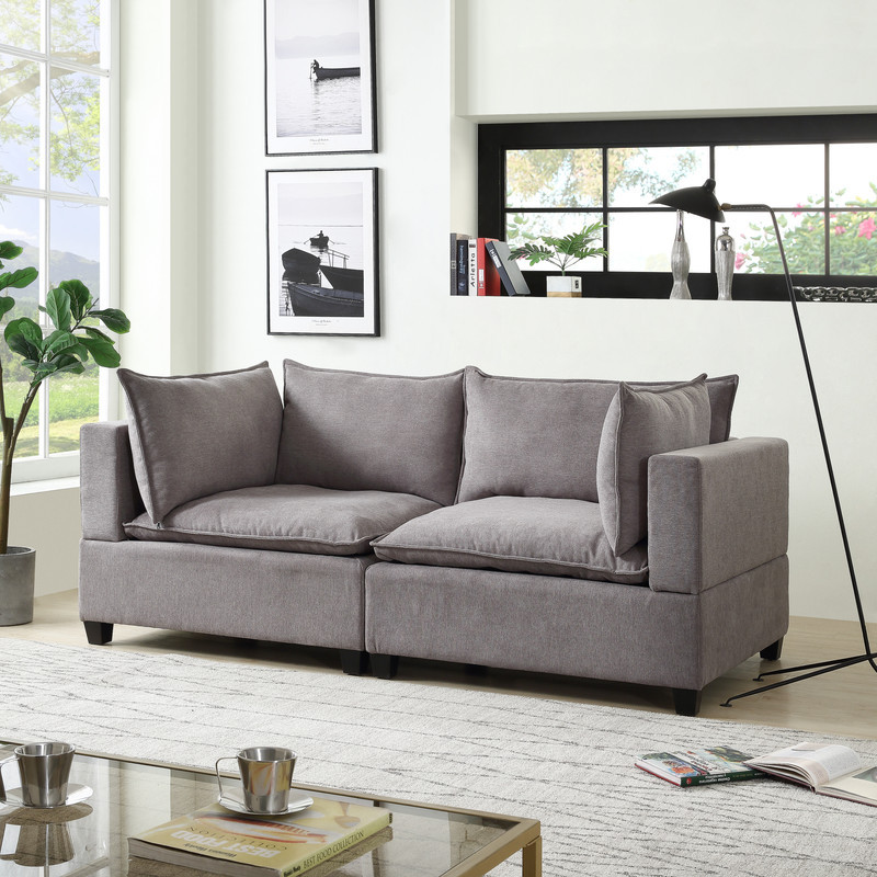 Lilola Home Madison Light Gray Fabric Loveseat   Modern   Loveseats   by PARMA HOME  Houzz