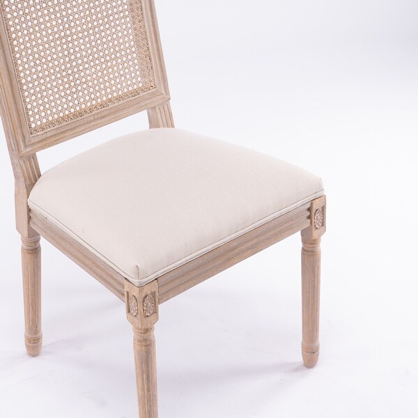 French Style Linen Fabric Dining Chair，Set of 2