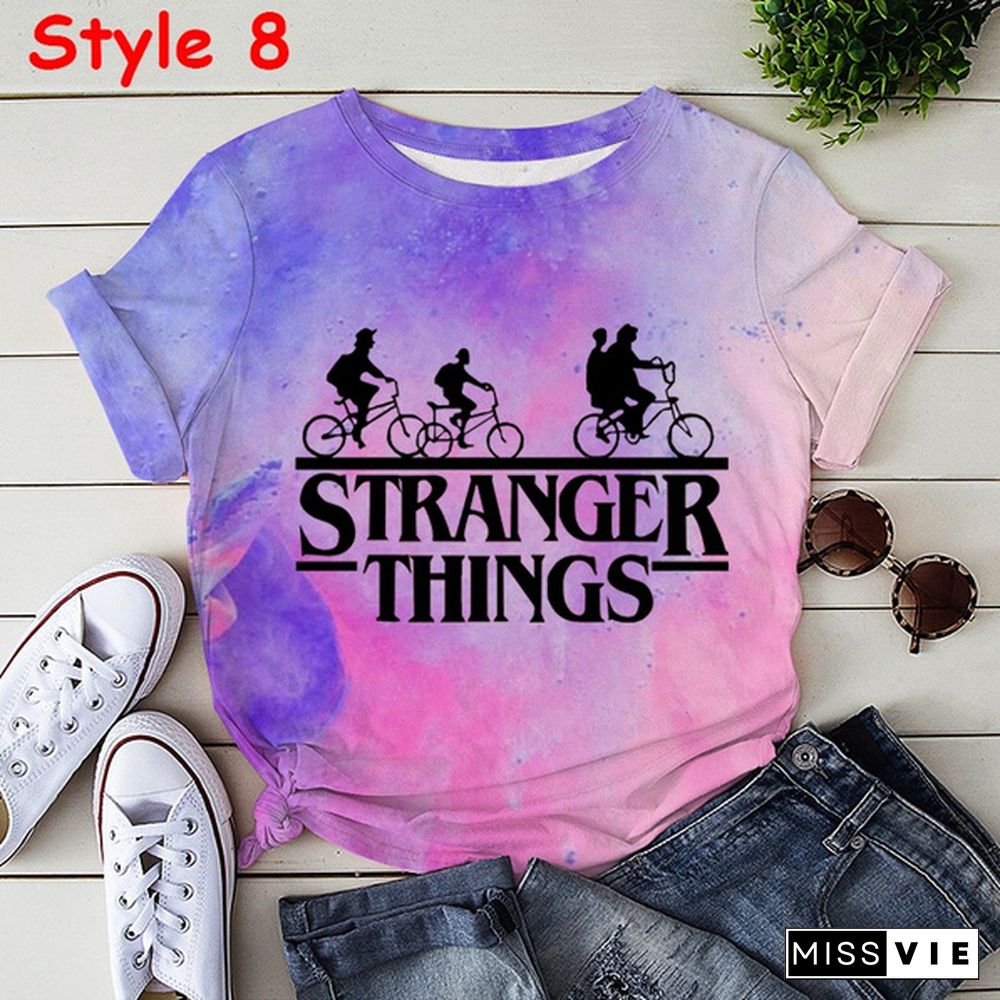 New Stranger Things 3D T Shirt Unisex Casual Tie Dye Short Sleeve Teenager Fashion Streetwear Round Neck Shirt Tee