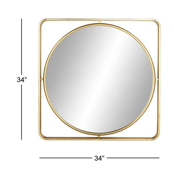 Gold Contemporary Metal Wall Mirror 34 x 34