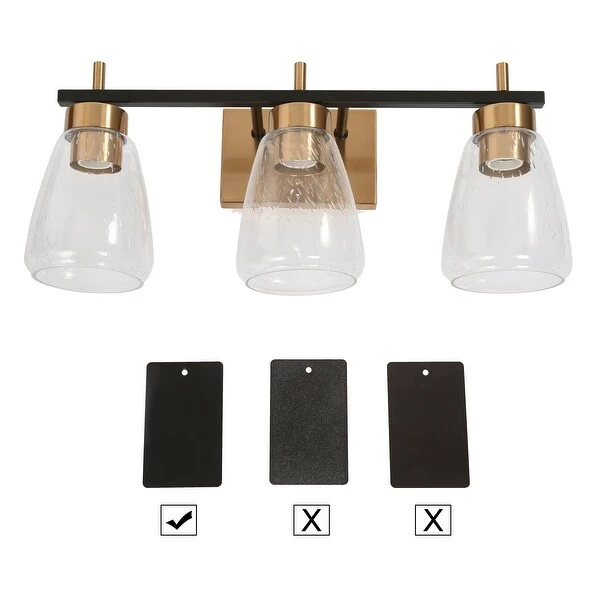 Marsie Modern Farmhouse 3-light Bathroom Vanity Lights Gold Black Wall Sconces - L 22