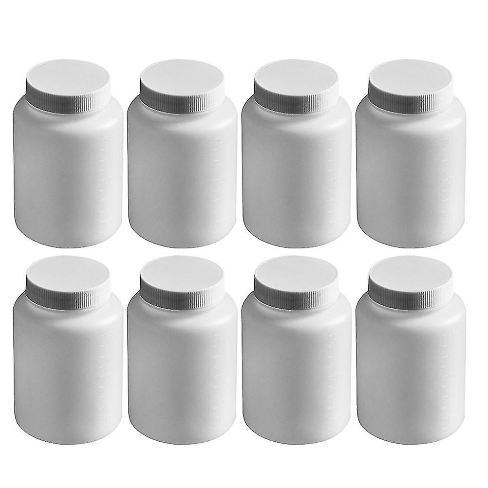 1 Set/8pcs 500ml Thicken Biochemical Reagent Bottle Leakproof Plastic Bottle Wide Mouth Bottle Stora