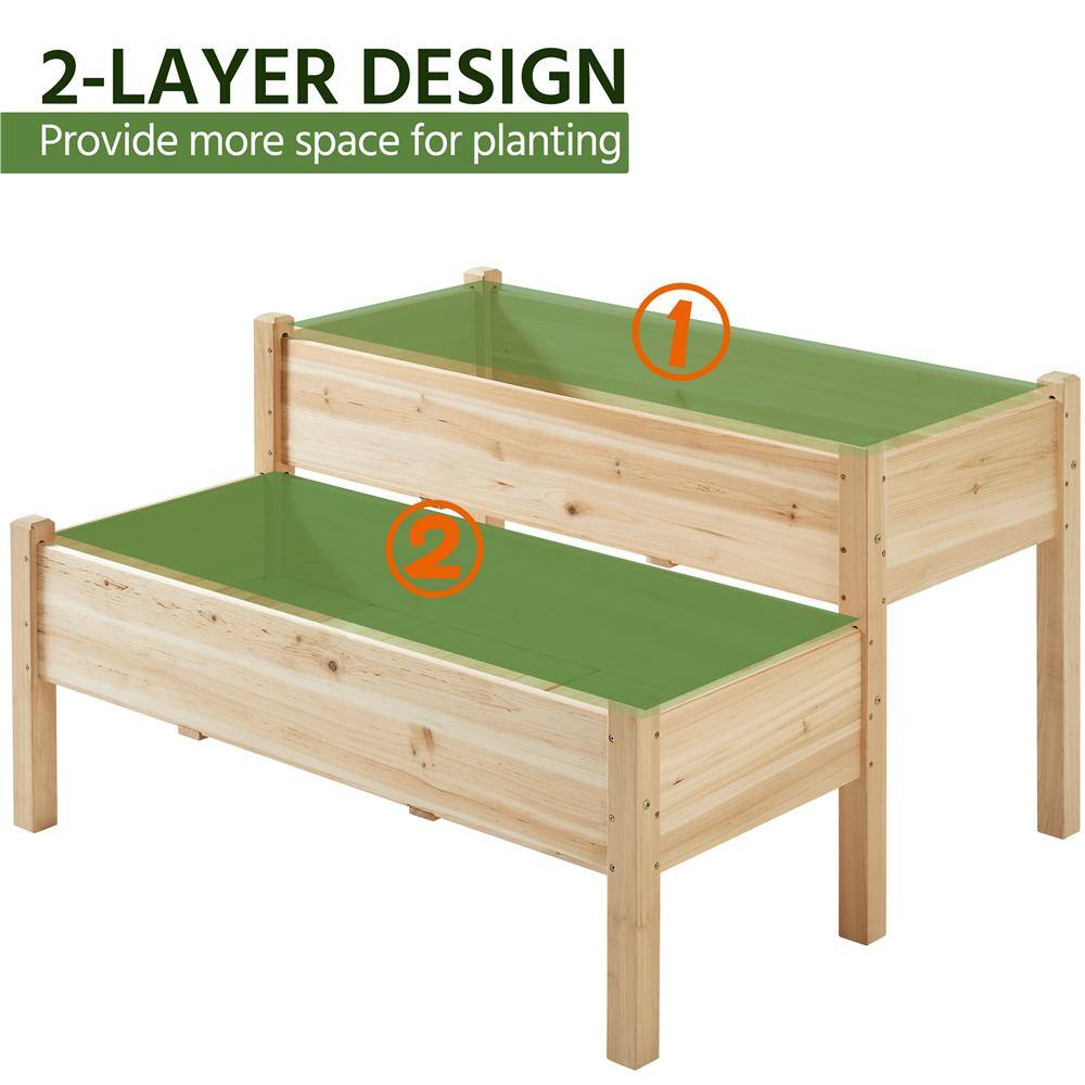 Yaheetech 47 in. L x 41 in. W x 29.5 in. H Wooden 2-tier Raised Garden Bed DYkwjl0001