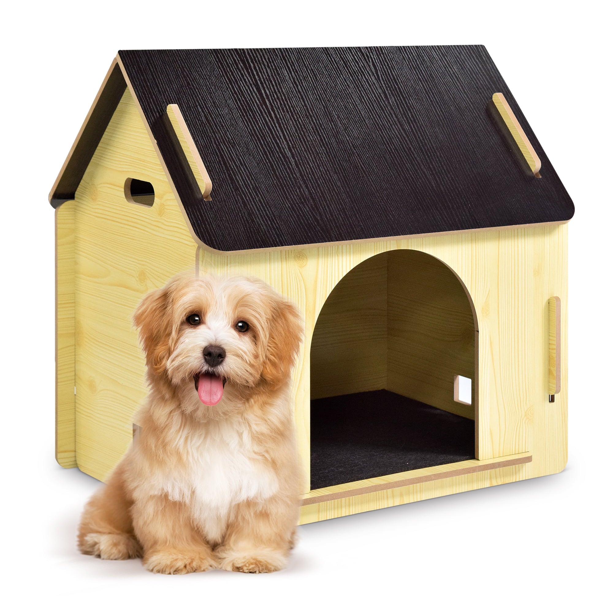 Poloma Wooden Dog House with Roof Dogs Indoor and Outdoor Use for Small Medium Dog Cat