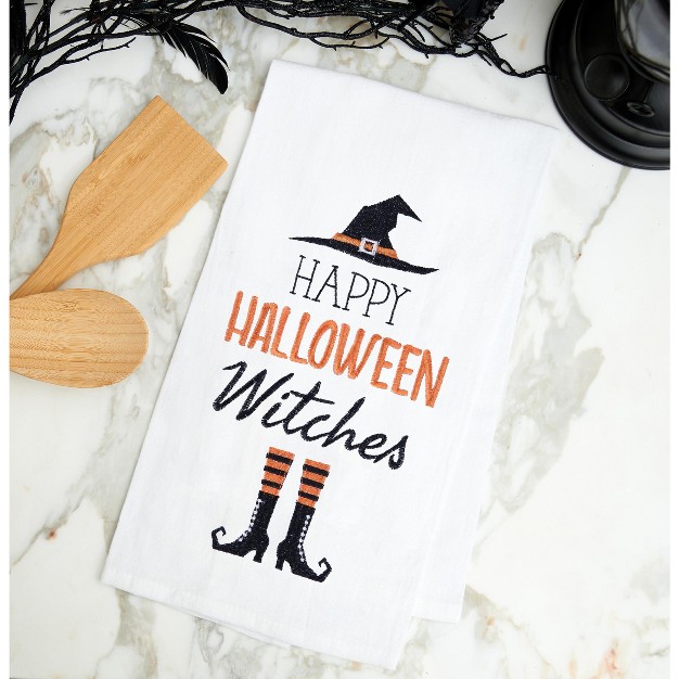 C amp f Home Happy Halloween Witches Cotton Embroidered Flour Sack Kitchen Dishtowel