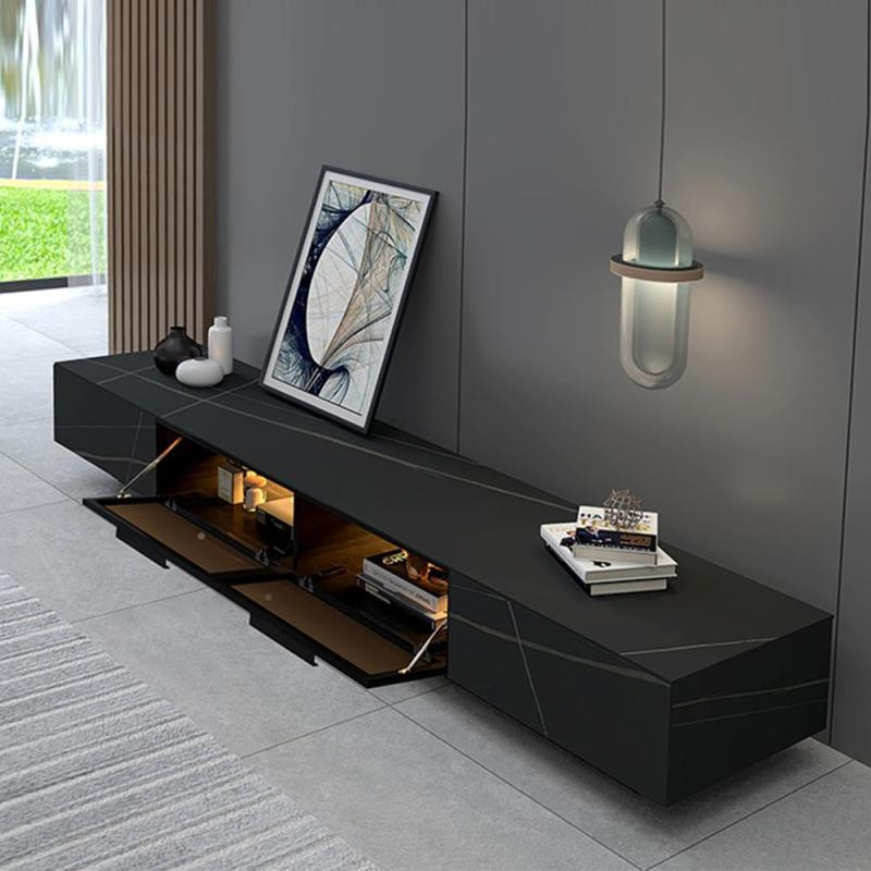 Motion Sensor Nordic Stone Media Unit With 2 Drawers   Contemporary   Entertainment Centers And Tv Stands   by Miron Demid LLC  Houzz