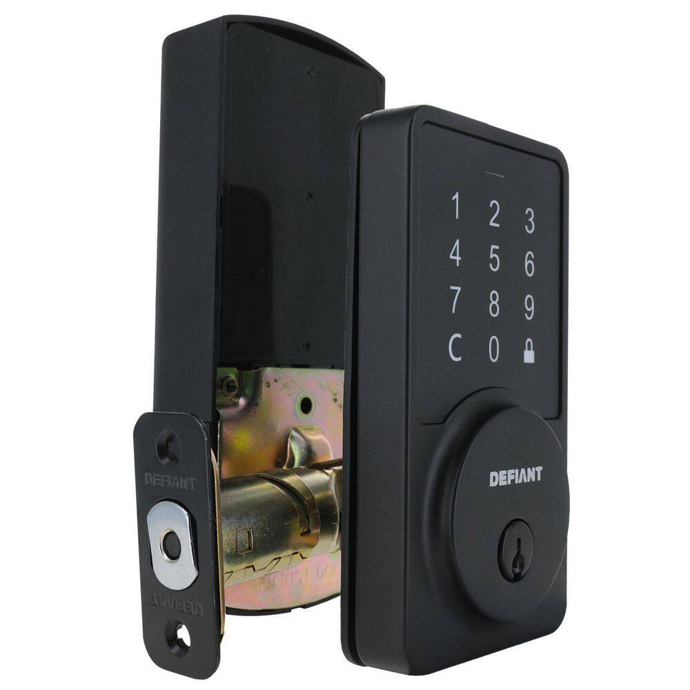 Defiant Square Matte Black Smart Wi-Fi Deadbolt Powered by Hubspace HSGC9X9D01AJ