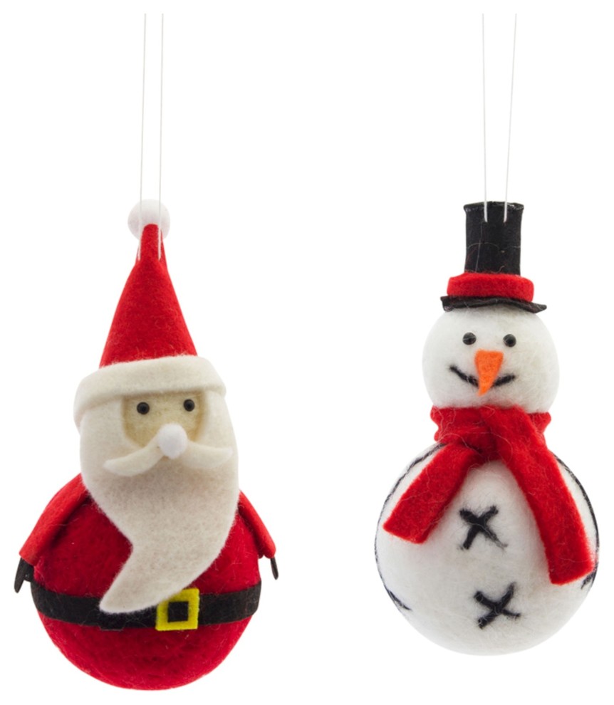 Santa/Snowman Ornament  12 Piece Set  2.75 quotH  3 quotH Polyester   Christmas Ornaments   by Melrose International LLC  Houzz