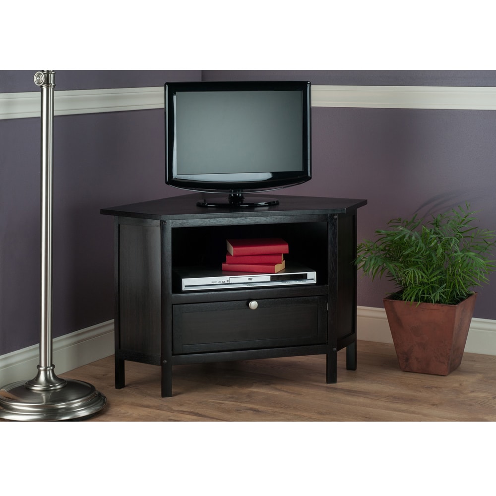 Porch   Den Brownville Espresso Wood Corner TV Stand