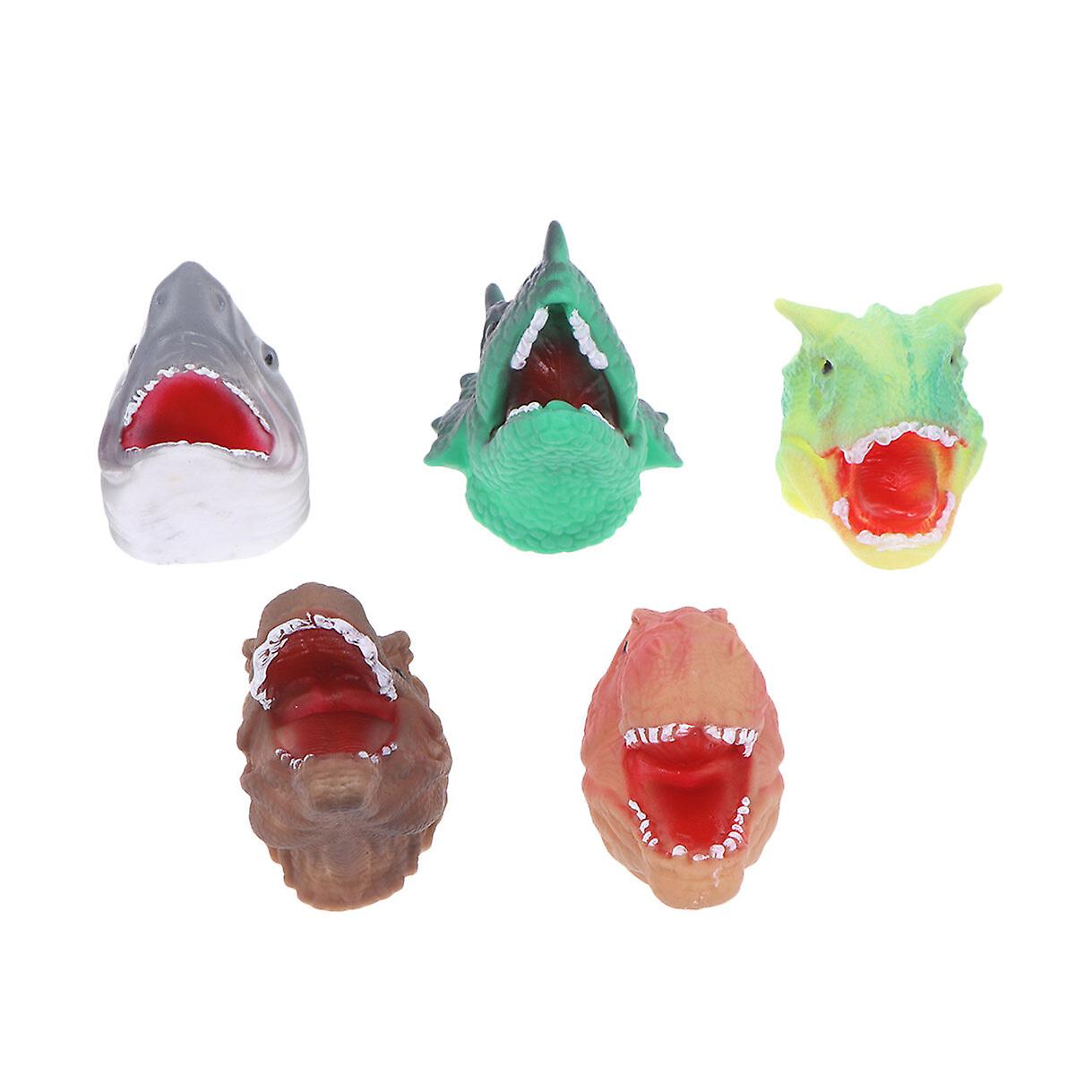 5pcs Finger Puppets Funny Simulation Animal Finger Props Silicone Dinosaur Puppet Finger Doll Interactive Toy Props Toys Creative Finger Toy For Kid C