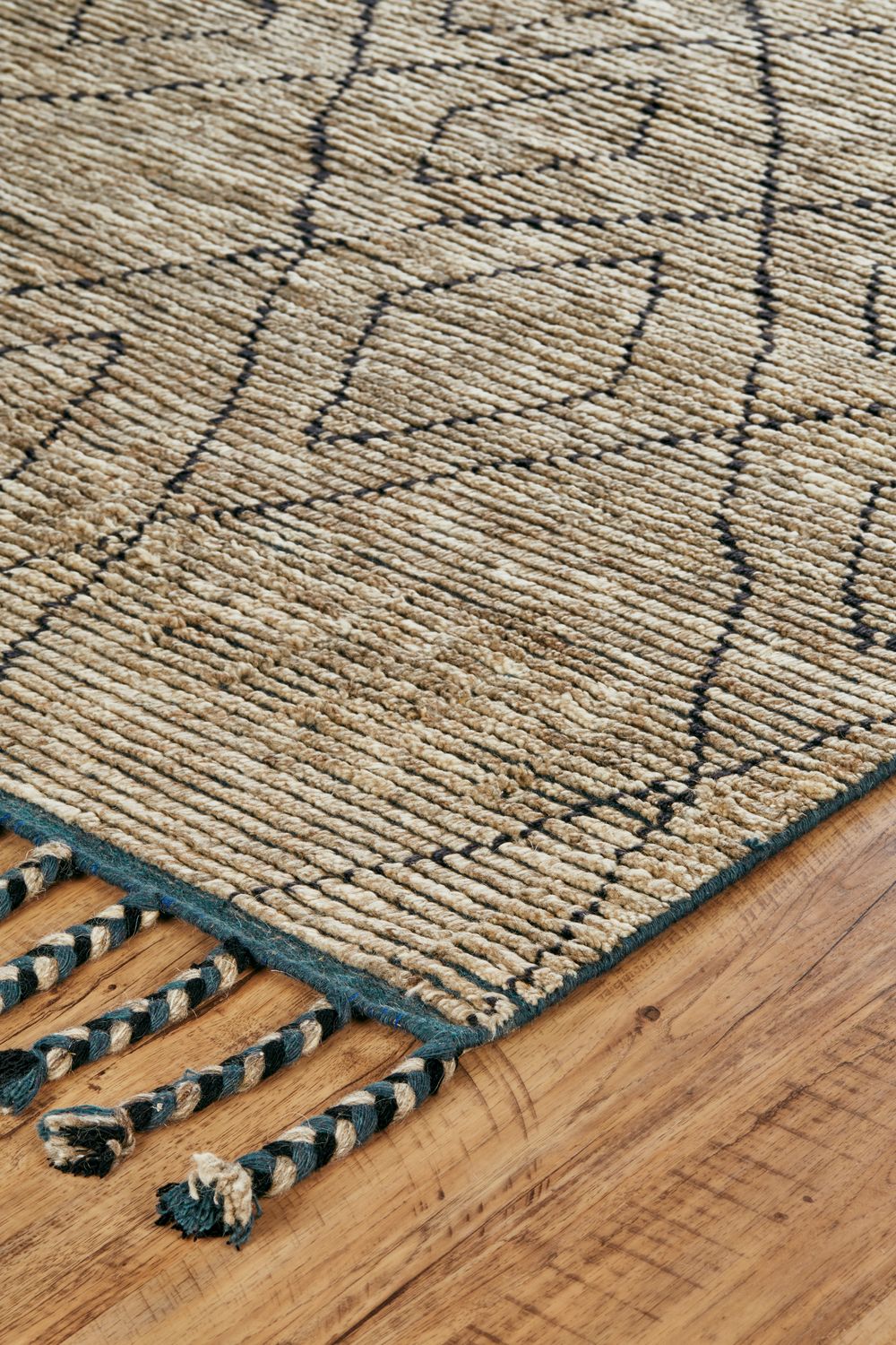 Vail Hand Knotted Tan and Teal Rug by BD Fine