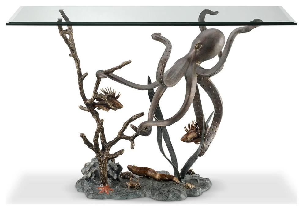 Octopus and Sea Life Console Table   Beach Style   Console Tables   by SPI  Houzz