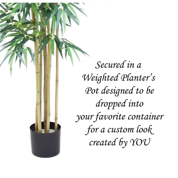 The Mod Greenhouse 60 Artificial Real Touch Bamboo Tree in Black Matte Planter's Pot