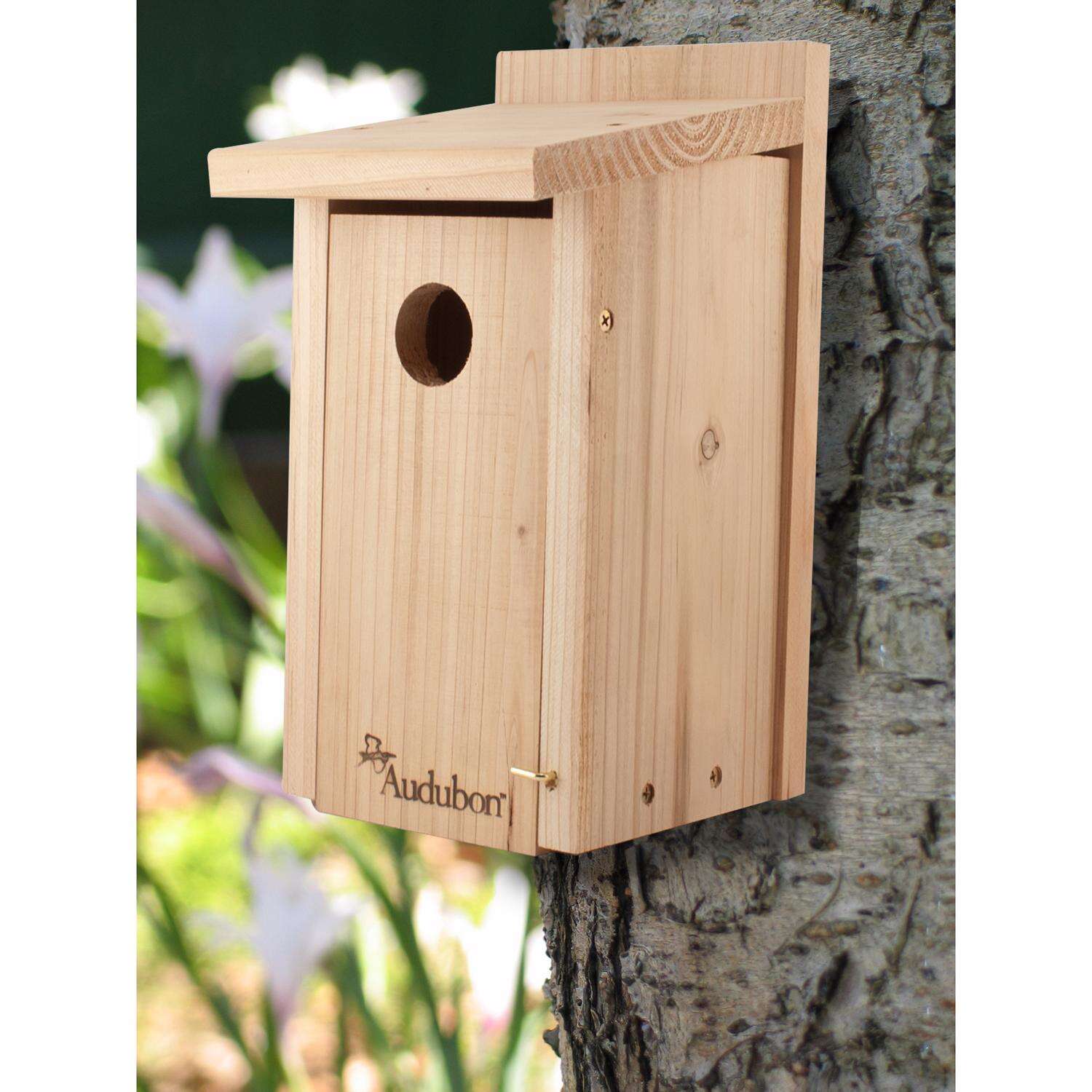 Audubon 12 in. H X 6.4 in. W X 6.4 in. L Red Cedar Bird House