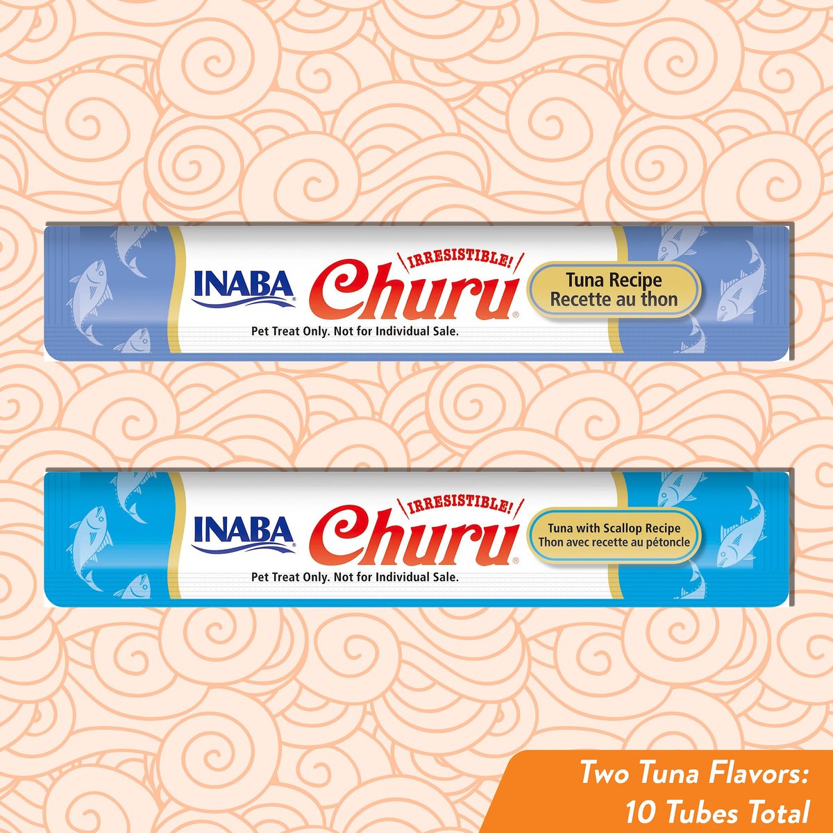 Inaba Churu Tuna and Tuna with Scallop Puree Variety Pack Grain-Free Lickable Cat Treat