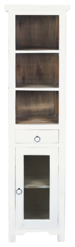 Wood Tall Narrow Cabinet Shelves Cabinet Drawer White Driftwood Brown Wood   Transitional   Bookcases   by VirVentures  Houzz