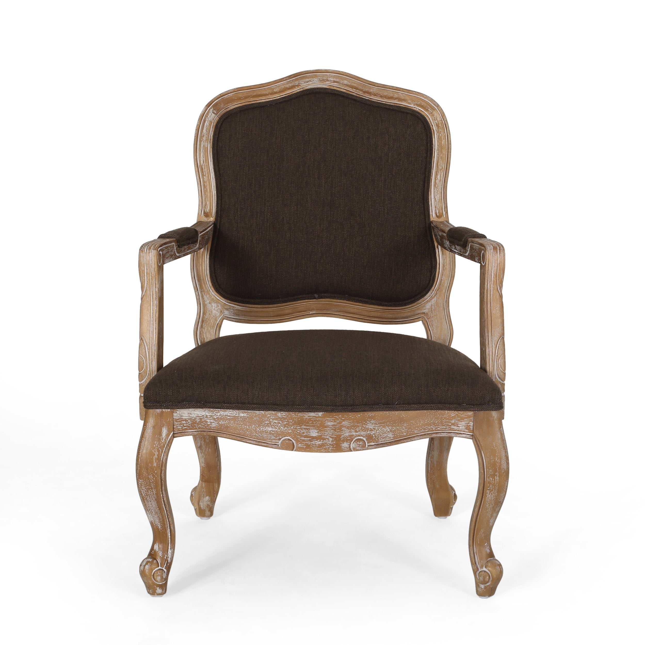 Stene French Country Wood Upholstered Dining Armchair