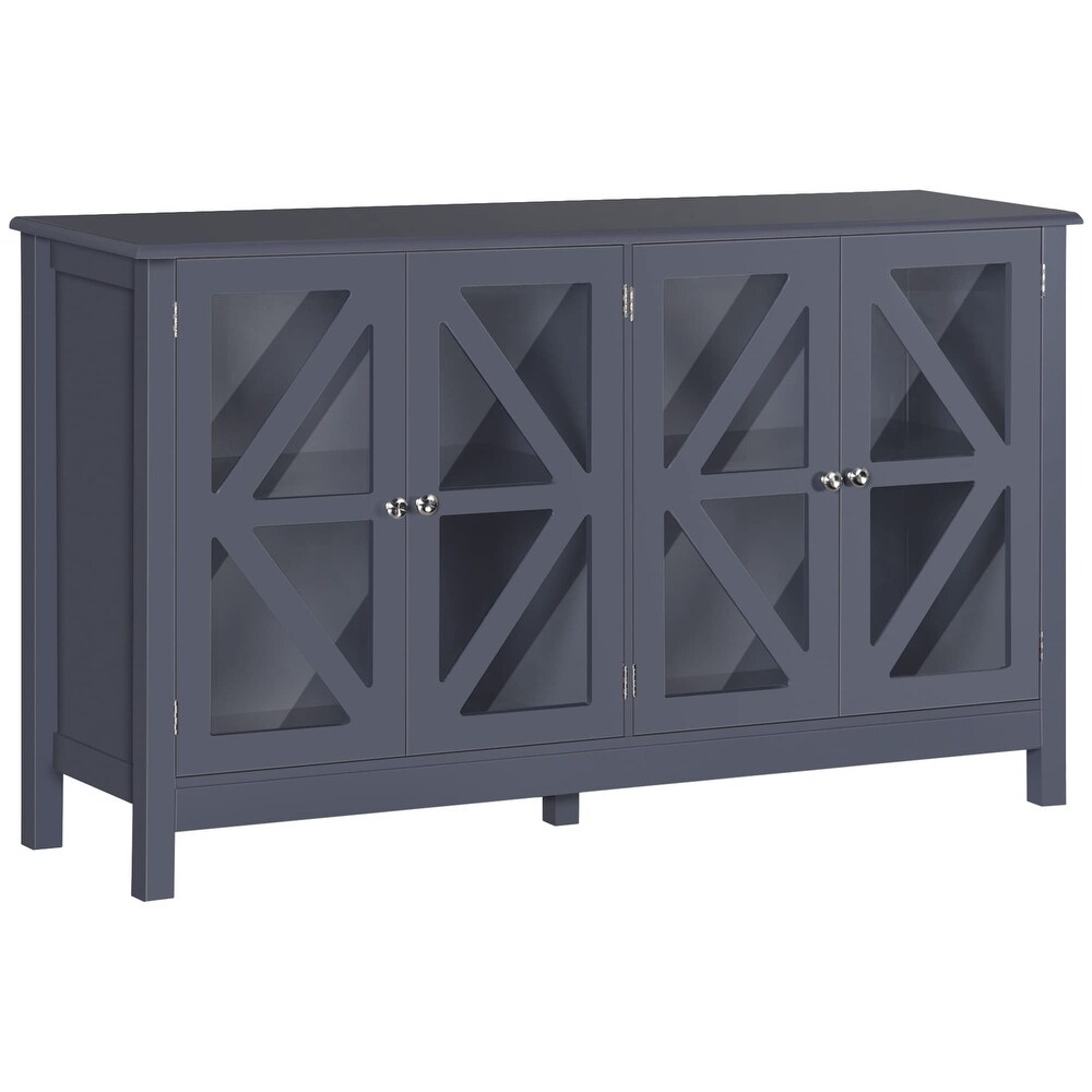 Sideboard  Buffet Cabinet with Tempered Glass Doors and Adjustable Storage Shelf  Credenza