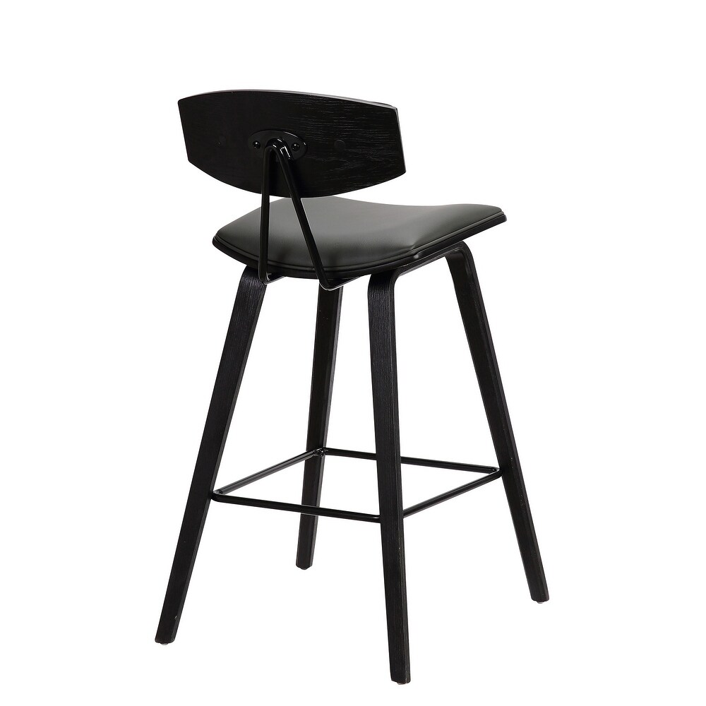 Counter Height Wooden Bar Stool with Curved Leatherette Seat   36 H x 16 W x 19 L Inches